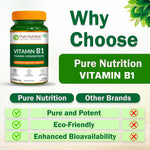 Pure Nutrition Vitamin B1 (Thiamine Mononitrate) 1700 mcg – 120 Veg Capsules | Supports Energy, Brain, Heart & Muscle Health