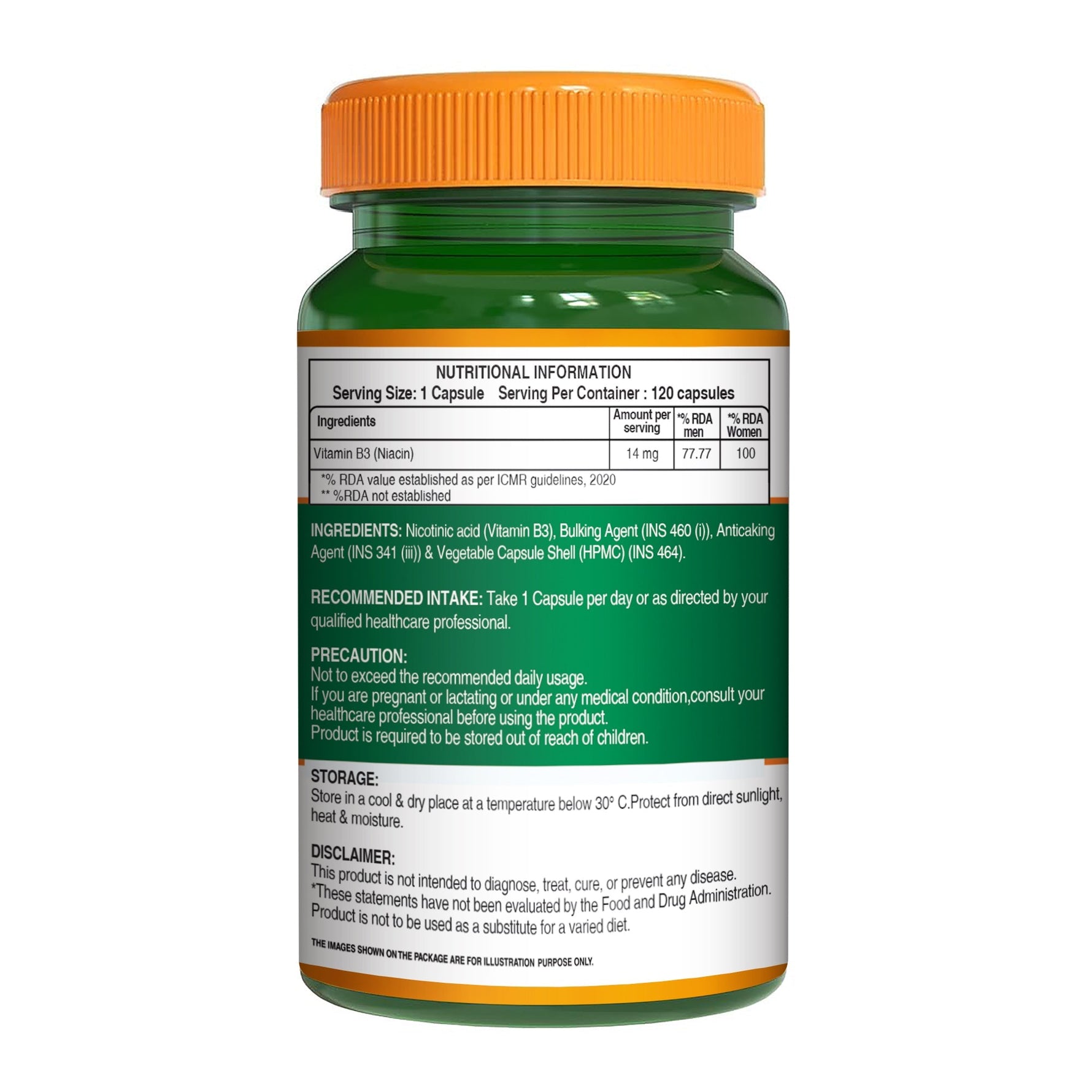 Pure Nutrition Niacin Vitamin B3 (14 mg) – 120 Veg Capsules | Supports Immune Function, Cellular Energy, Skin Health & Energy Metabolism