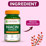 Pure Nutrition Niacin Vitamin B3 (14 mg) – 120 Veg Capsules | Supports Immune Function, Cellular Energy, Skin Health & Energy Metabolism