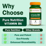 Pure Nutrition Vitamin B6-1900mcg (Pyridoxine HCl) – 120 Veg Capsules | Supports Energy, Immune & Brain Health | Maintains Eye Health & Nervous System Function
