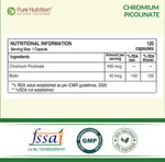 Pure Nutrition Chromium Picolinate (400mcg) - 120 Veg Capsules, | For Healthy Blood Sugar Level | Support Weight Management, Heart Health And Skin Health