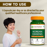 Pure Nutrition Korean Ginseng 800mg - 120 Capsules | Red Panax Ginseng Supplement for Men and Women | Boosts Energy & Focus | Supports Cognitive Function, Vitality, Strength & Immunity