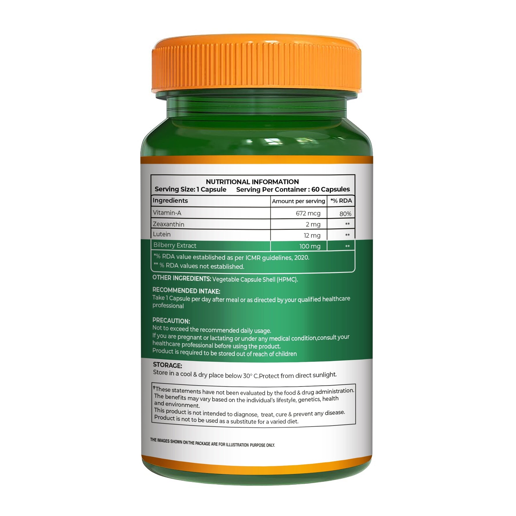 Pure Nutrition Eye Care+ 60 Veg Capsules with Lutein, Zeaxanthin, Vitamin A & Bilberry Extract | Support Retina Health | Improve Night Vision, Blue Light & Digital Guard