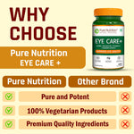 Pure Nutrition Eye Care+ 60 Veg Capsules with Lutein, Zeaxanthin, Vitamin A & Bilberry Extract | Support Retina Health | Improve Night Vision, Blue Light & Digital Guard