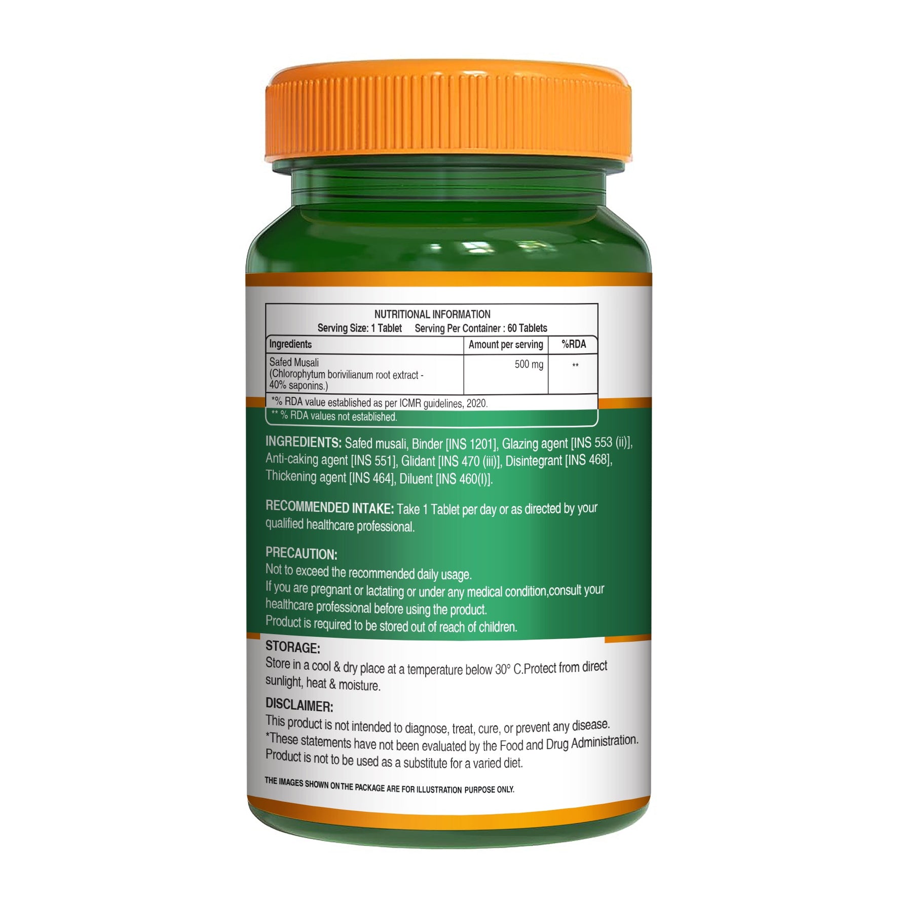 Pure Nutrition Safed Musali – 500mg, 60 Veg Tablets | Ayurvedic Herbal Supplement for Muscle Strength, Stamina, Immunity, Energy & Endurance