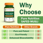 Pure Nutrition Safed Musali – 500mg, 60 Veg Tablets | Ayurvedic Herbal Supplement for Muscle Strength, Stamina, Immunity, Energy & Endurance