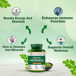 Pure Nutrition Moringa 1200mg -  180 Veg Tablets | Rich in Antioxidants, Vitamins & Minerals | Supports Healthy Digestion, Immunity, Energy Levels & Detox | Superfood Supplement for Men & Women