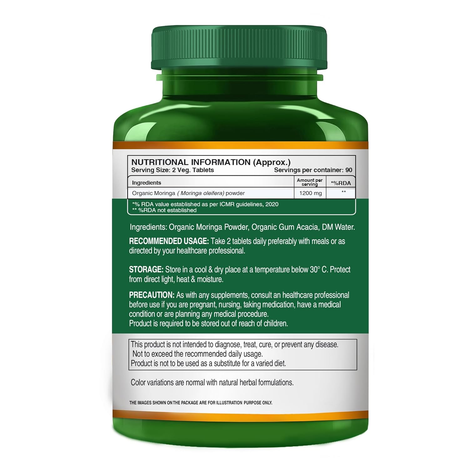Pure Nutrition Moringa 1200mg -  180 Veg Tablets | Rich in Antioxidants, Vitamins & Minerals | Supports Healthy Digestion, Immunity, Energy Levels & Detox | Superfood Supplement for Men & Women