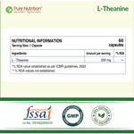 Pure Nutrition L-Theanine 200mg – 60 Veg Capsules | L Theanine Supplement | Supports Stress Relief, Anxiety Reduction & Cognitive Health | Promotes Relaxation & Brain Function