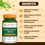 Pure Nutrition Horny Goat Weed with Maca Root Extract 1000mg – 60 Veg Capsules | Supports Energy, Stamina, Bone & Hormonal Health