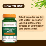 Pure Nutrition Horny Goat Weed with Maca Root Extract 1000mg – 60 Veg Capsules | Supports Energy, Stamina, Bone & Hormonal Health