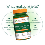 Pure Nutrition Saw Palmetto 1000mg Extract | 60 Veg Capsules | Supports Prostate Health | Boosts Urinary Function | Natural Herbal Supplement