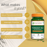 Pure Nutrition Organic Tongkat Ali 1000mg | 60 Veg Capsules | Supports Male Wellness | Boosts Energy, Immunity & Stamina | Enhances Stress Tolerance | Natural Herbal Supplement | Gluten-Free