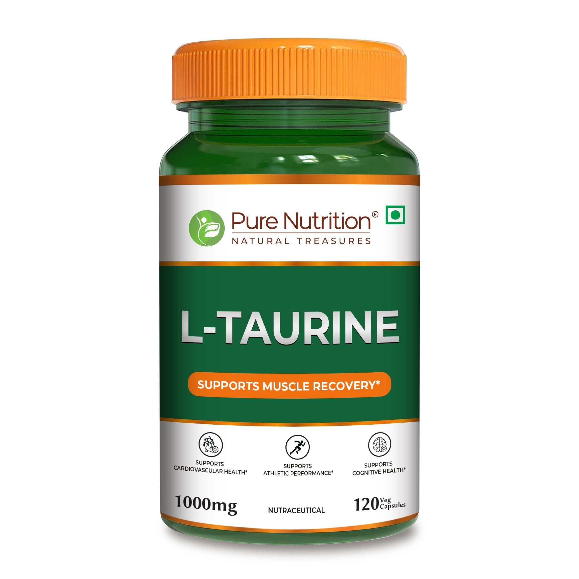 Pure Nutrition L-Taurine 500mg – 120 Veg Capsules | Amino Acid Supplement for Athletic Performance, Muscle Recovery, Cognitive & Heart Health