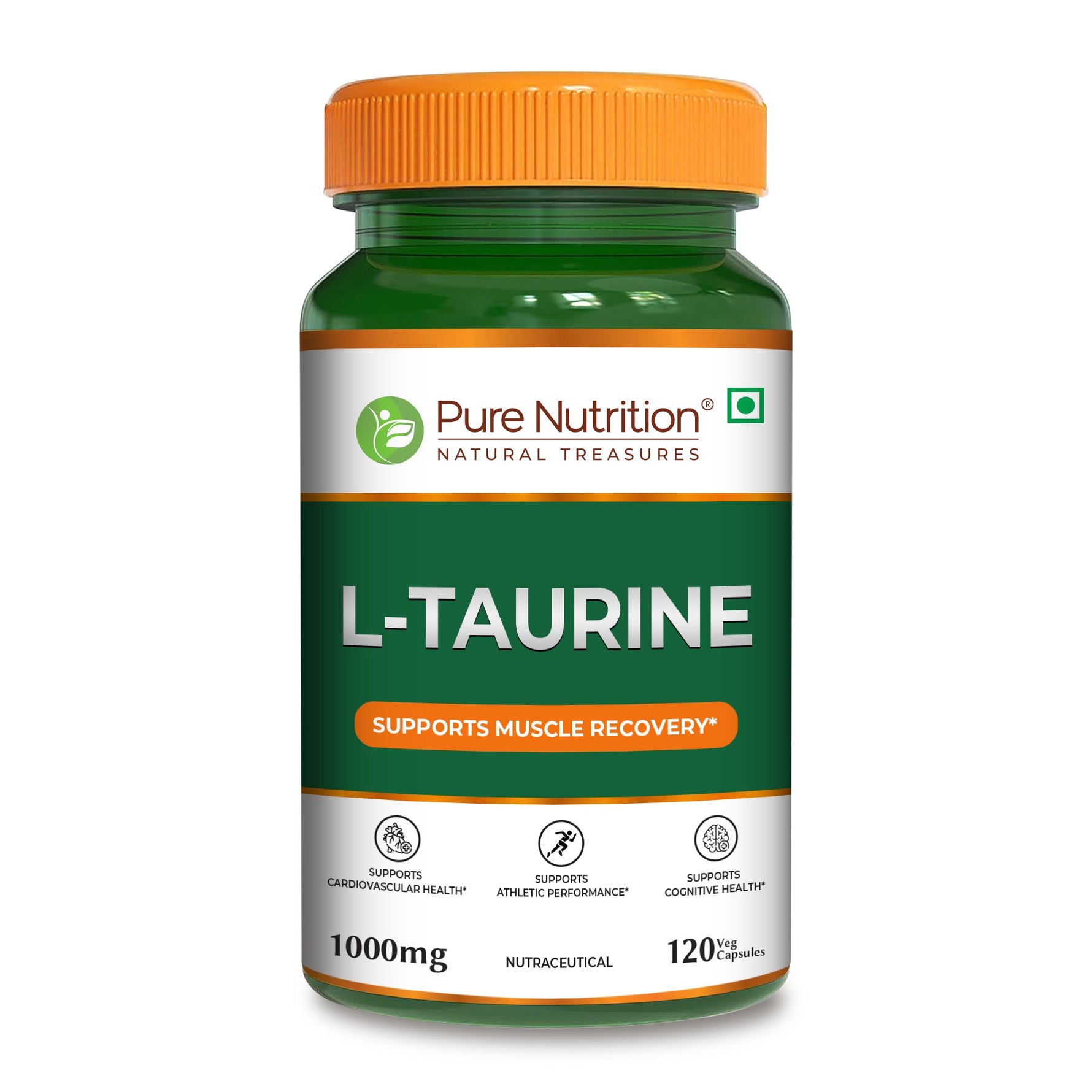 Pure Nutrition L-Taurine 500mg – 120 Veg Capsules | Amino Acid Supplement for Athletic Performance, Muscle Recovery, Cognitive & Heart Health