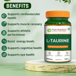 Pure Nutrition L-Taurine 500mg – 120 Veg Capsules | Amino Acid Supplement for Athletic Performance, Muscle Recovery, Cognitive & Heart Health