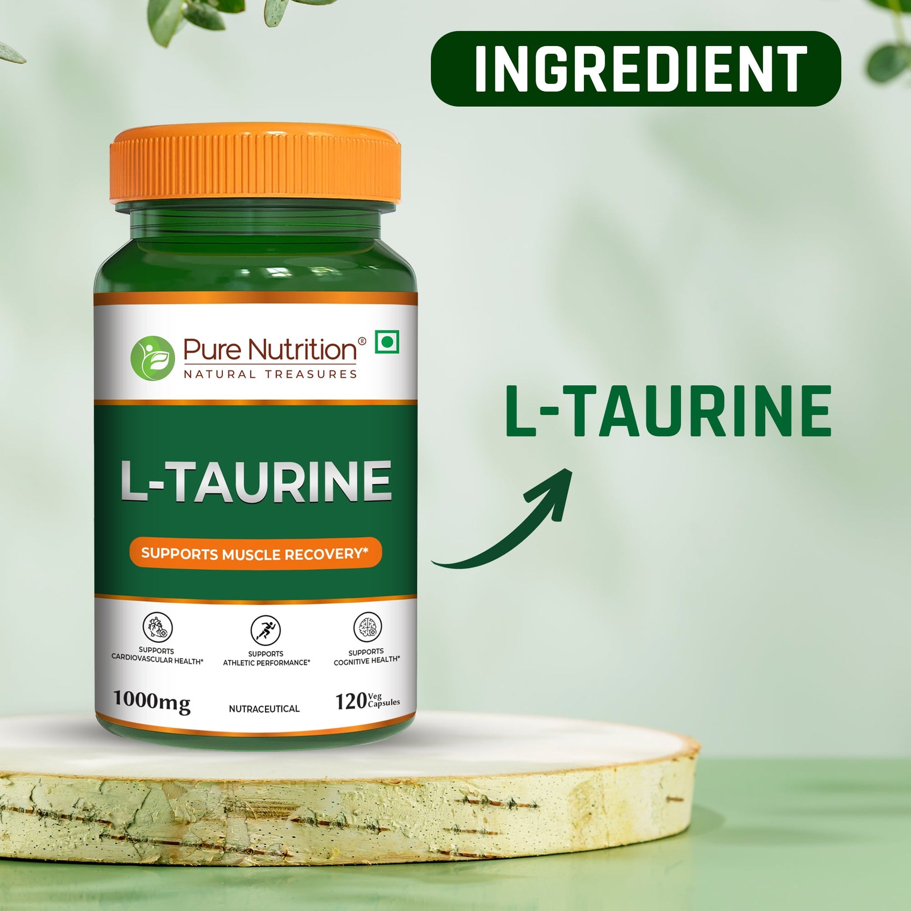 Pure Nutrition L-Taurine 500mg – 120 Veg Capsules | Amino Acid Supplement for Athletic Performance, Muscle Recovery, Cognitive & Heart Health