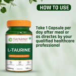 Pure Nutrition L-Taurine 500mg – 120 Veg Capsules | Amino Acid Supplement for Athletic Performance, Muscle Recovery, Cognitive & Heart Health