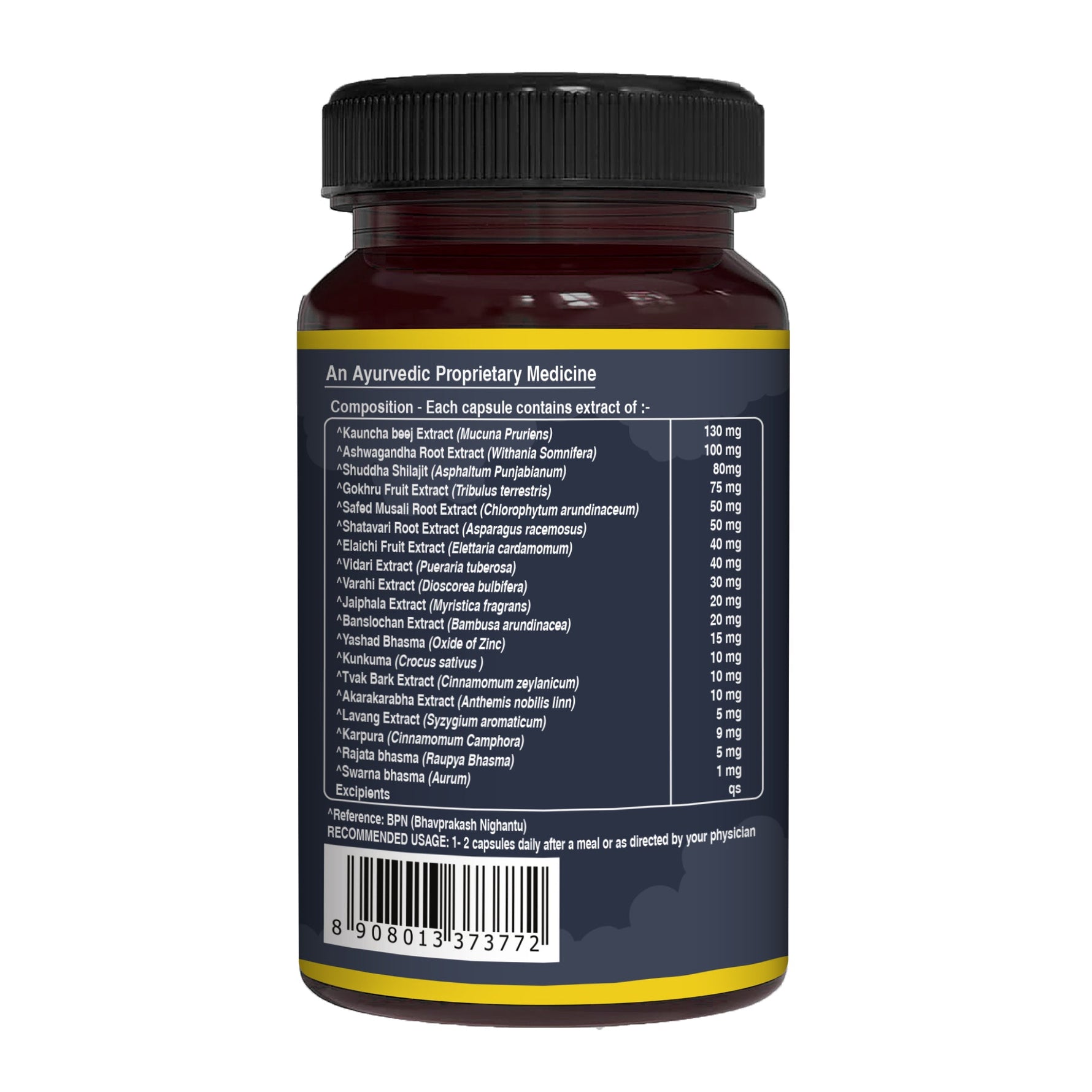Pure Nutrition Shilajit Gold 60 Veg Capsules with Kaunch Beej, Ashwagandha, Safed Musli, Gokhru & Shatavari for Energy, Strength, Stamina & Performance | Premium Ayurvedic Supplement for Men