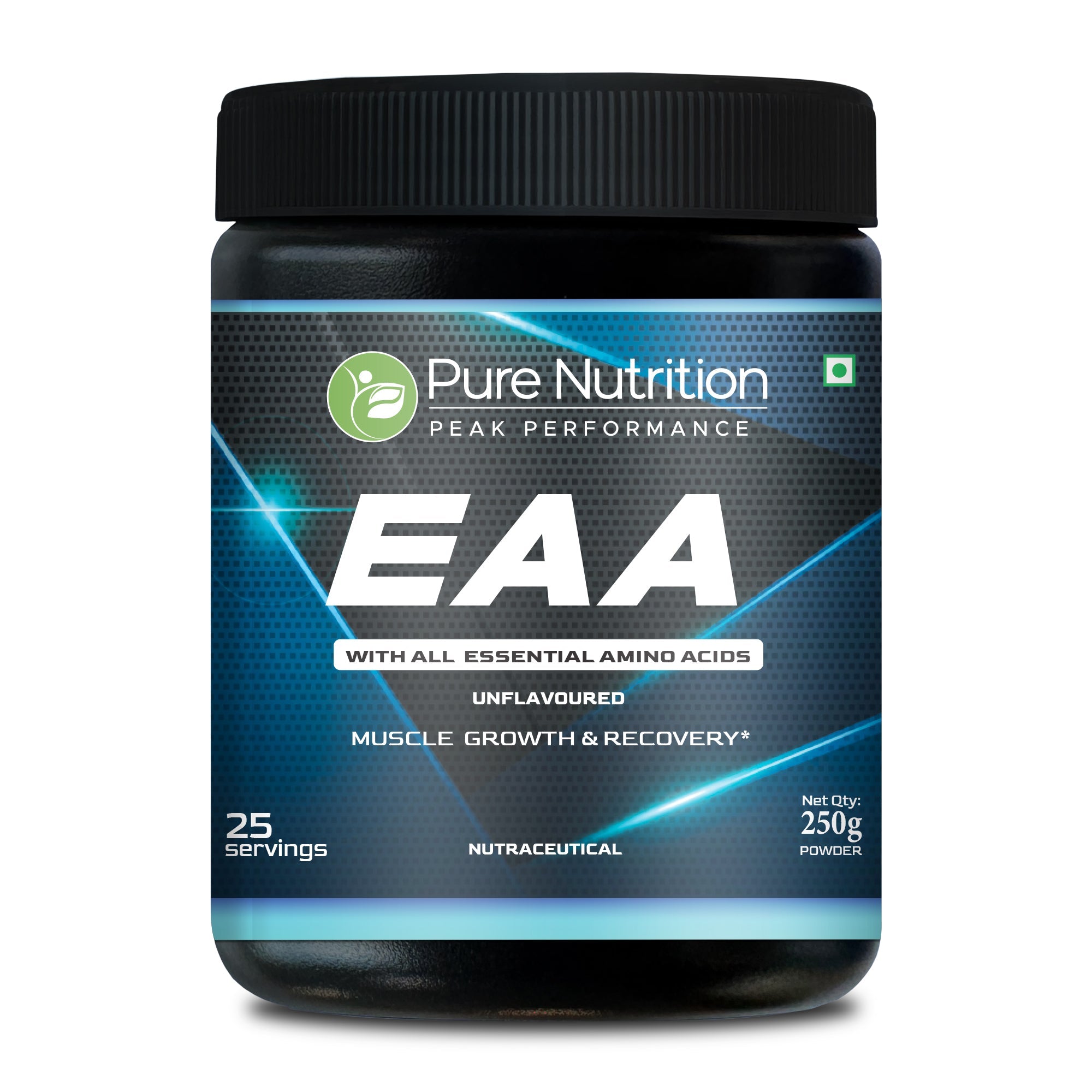 Pure Nutrition EAA (25 Servings) 250g | Eaa Supplement for Men and Women | Essential Amino Acids Powder for Muscle Growth, Recovery, Hydration & Endurance | Unflavoured | Peak Performance