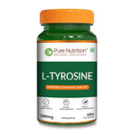 Pure Nutrition L-Tyrosine 500mg | 60 Veg Capsules | Supports Focus, Memory & Cognitive Performance | Helps Reduce Stress & Fatigue | Promotes Healthy Thyroid Function