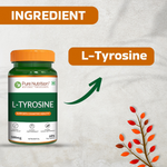 Pure Nutrition L-Tyrosine 500mg | 60 Veg Capsules | Supports Focus, Memory & Cognitive Performance | Helps Reduce Stress & Fatigue | Promotes Healthy Thyroid Function