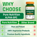 Pure Nutrition Alpha GPC (300mg) – 60 Veg Capsules | Helps to Improve Focus, Mental Clarity & Memory | Brain Health Supplement for Men & Women | Nootropic Formula
