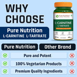 Pure Nutrition L-Carnitine L-Tartrate 500mg – 60 Veg Capsules | Pre-Workout Fat Burner & Energy Booster for Men & Women | Supports Fat Metabolism, Muscle Recovery & Performance