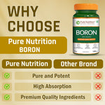 Pure Nutrition Boron 3mg, 120 Veg Capsules | 100% Chelated Boron Supplement for Bone Strength, Joint Support, Cognitive Health & Hormonal Balance