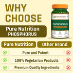 Pure Nutrition Phosphorus 600mg – 120 Veg Capsules | Supports Bone & Teeth Health | Kidney, Nerve & Energy Support | Daily Mineral Supplement for Men & Women
