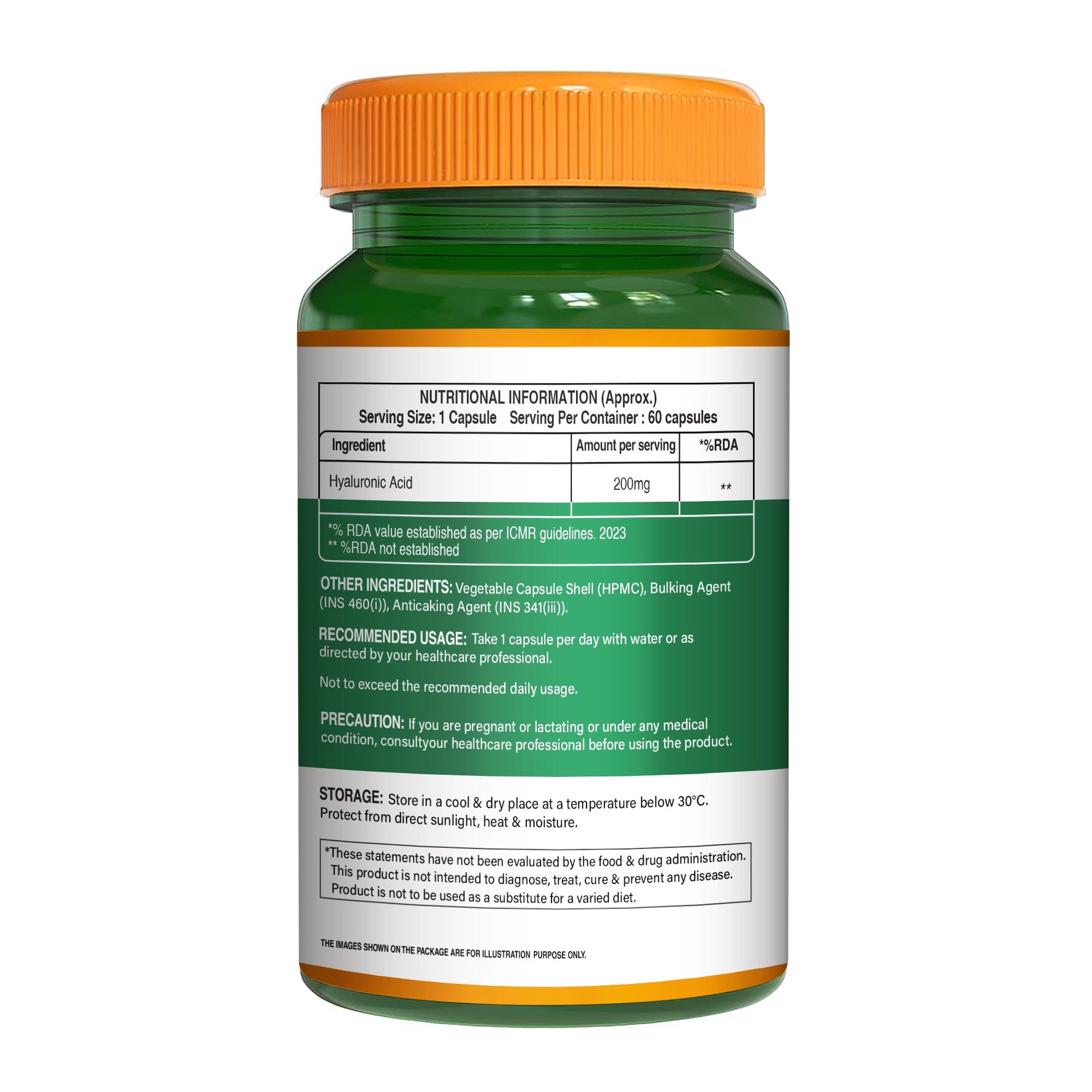 Pure Nutrition Hyaluronic Acid 200mg - 60 Veg Capsules | Supports Skin Hydration, Joint Health & Connective Tissue | Supplement for Men & Women