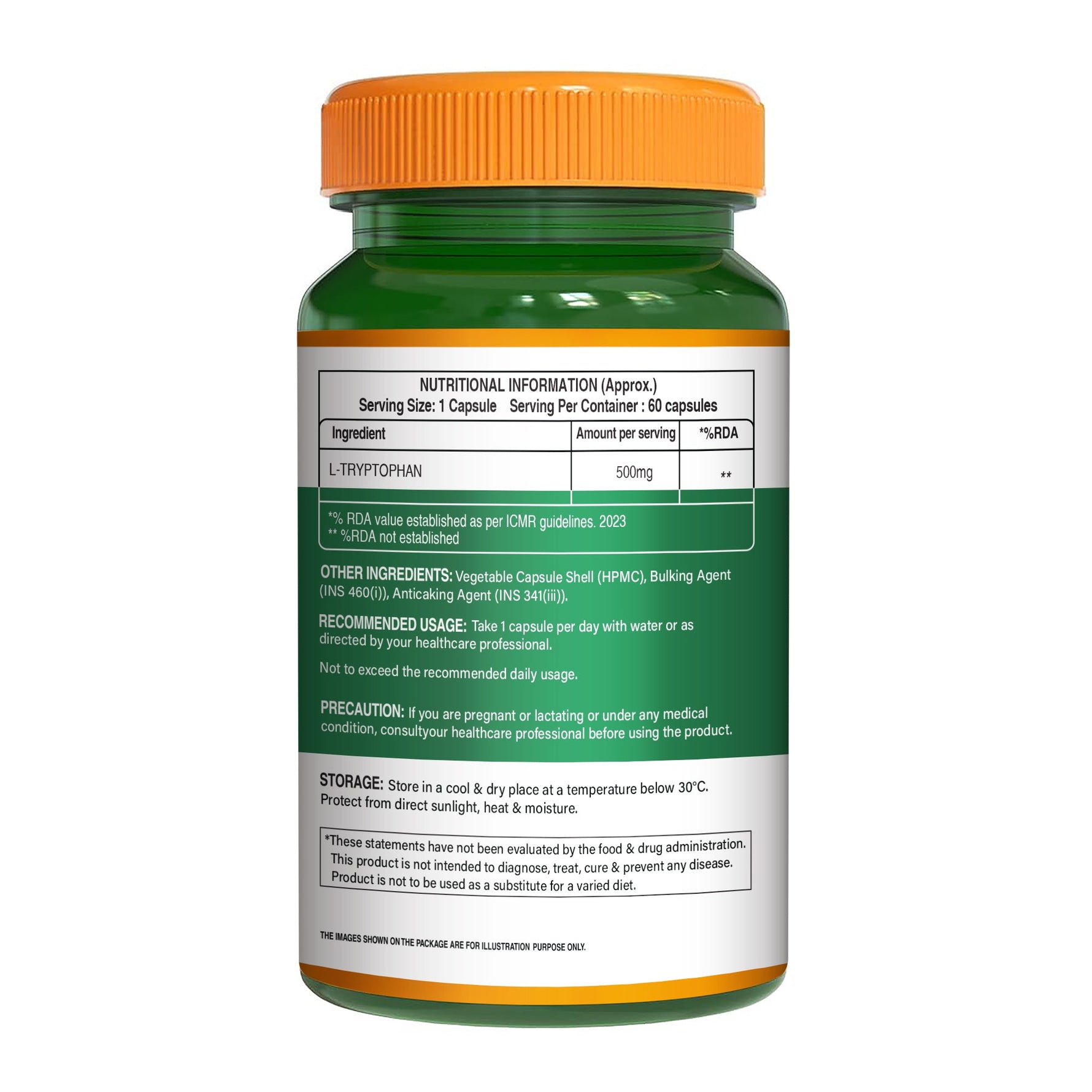 Pure Nutrition L-Tryptophan 500mg, 60 Veg Capsules | Supports Relaxation, Stress Relief, Sleep Quality & Mood Balance | Natural Amino Acid Supplement
