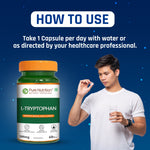 Pure Nutrition L-Tryptophan 500mg, 60 Veg Capsules | Supports Relaxation, Stress Relief, Sleep Quality & Mood Balance | Natural Amino Acid Supplement