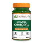 Pure Nutrition Activated Charcoal 1200mg – 60 Veg Capsules | Natural Detox Supplement for Gas Relief, Bloating, Digestion & Gut Health – Derived from Coconut Shells