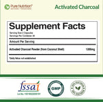 Pure Nutrition Activated Charcoal 1200mg – 60 Veg Capsules | Natural Detox Supplement for Gas Relief, Bloating, Digestion & Gut Health – Derived from Coconut Shells