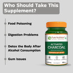 Pure Nutrition Activated Charcoal 1200mg – 60 Veg Capsules | Natural Detox Supplement for Gas Relief, Bloating, Digestion & Gut Health – Derived from Coconut Shells