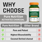 Pure Nutrition Activated Charcoal 1200mg – 60 Veg Capsules | Natural Detox Supplement for Gas Relief, Bloating, Digestion & Gut Health – Derived from Coconut Shells