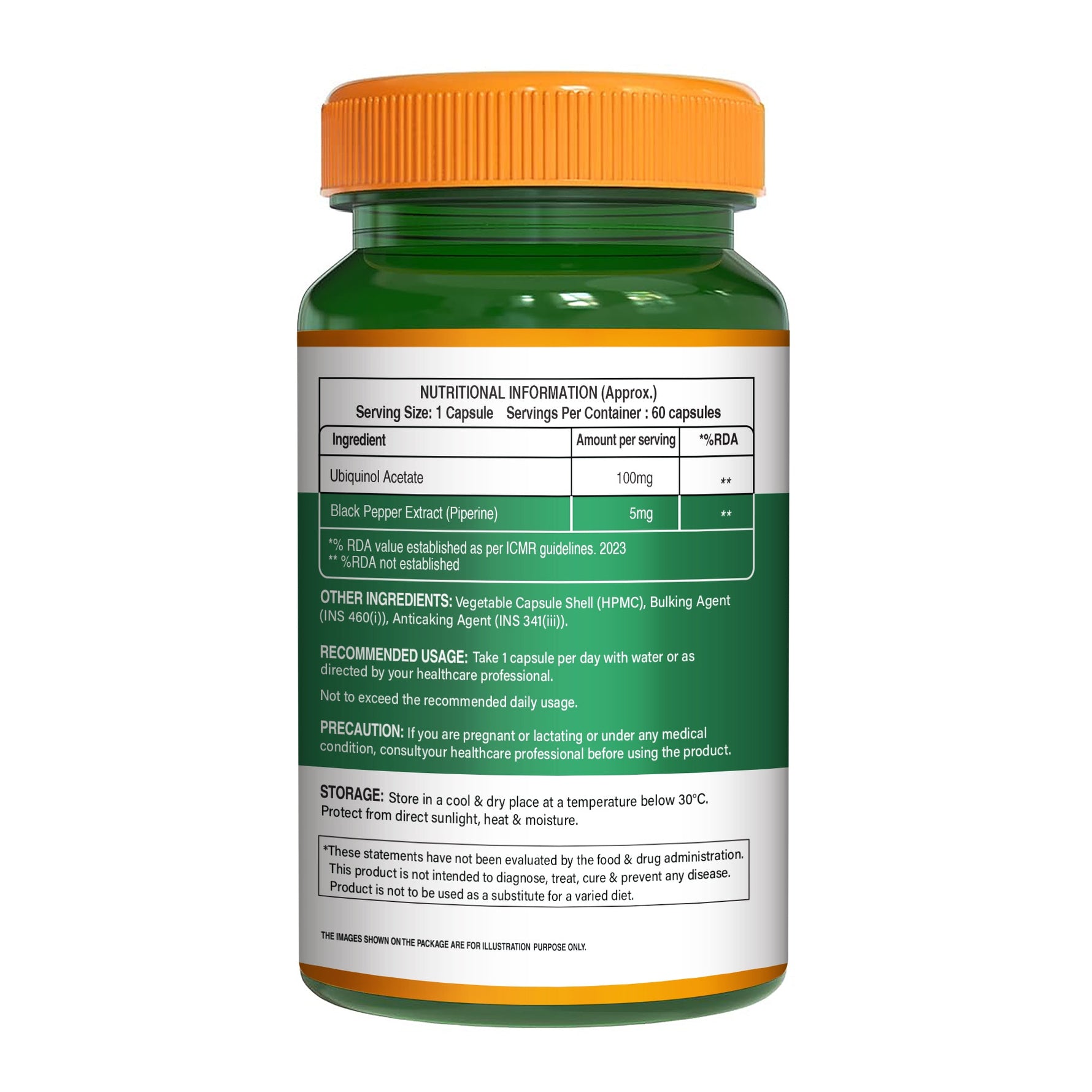 Pure Nutrition Ubiquinol Acetate (105mg) with Piperine – 60 Veg Capsules | Supports Energy, Heart & Vascular Health | Antioxidant & Blood Sugar Support | High Absorption CoQ10 Supplement