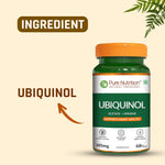 Pure Nutrition Ubiquinol Acetate (105mg) with Piperine – 60 Veg Capsules | Supports Energy, Heart & Vascular Health | Antioxidant & Blood Sugar Support | High Absorption CoQ10 Supplement