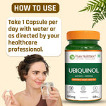 Pure Nutrition Ubiquinol Acetate (105mg) with Piperine – 60 Veg Capsules | Supports Energy, Heart & Vascular Health | Antioxidant & Blood Sugar Support | High Absorption CoQ10 Supplement