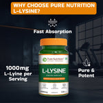 Pure Nutrition L-Lysine 1000mg – 120 Veg Capsules | Essential Amino Acid Supplement | Supports Muscle & Bone Health, Calcium Absorption & Collagen Synthesis