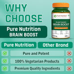 Pure Nutrition Plant Based Brain Boost (1010mg) - 60 Veg Capsules | With Brahmi, Ginkgo Biloba & Shankhpushpi Extract | Supports Memory, Focus, Stress Relief & Cognitive Function