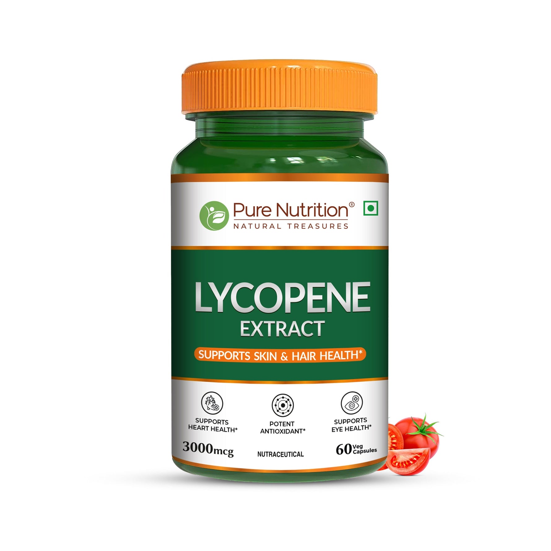 Pure Nutrition Lycopene 3000 mcg – 60 Plant-Based Vegetarian Capsules |Strong Antioxidant Blend Supporting Skin, Hair, Heart, Prostate & Daily Cellular Wellbeing