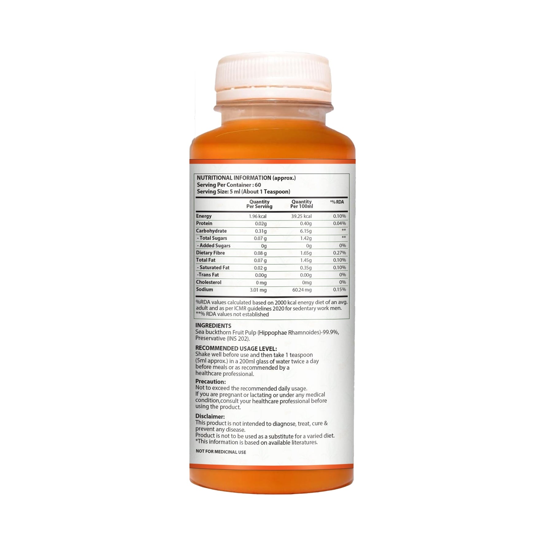 Pure Nutrition Seabuckthorn Pulp Concentrate 300ml | Rich in Omega Fatty Acids (3,6,7 & 9), Vitamins & Antioxidants | Supports Immunity, Heart & Digestive Health | Promotes Skin,Cellular Health & Overall Wellness