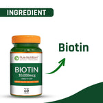 Pure Nutrition Biotin 10000 mcg, 60 Tablets | Supports Hair Growth, Strong Nails & Healthy Skin | High Potency Biotin Supplement for Men & Women