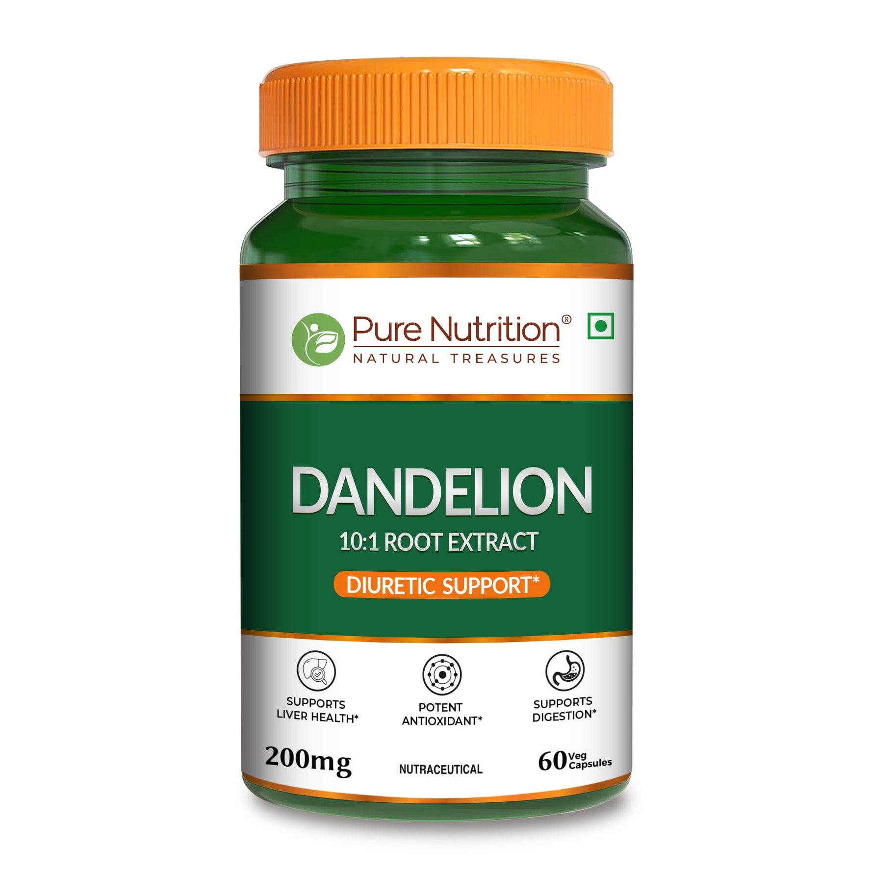 Pure Nutrition Dandelion Root Extract (200mg)- 60 Veg Capsules | 10:1 Root Extract | Supports Liver Health, Digestion & Antioxidant Activity | Natural Diuretic Support