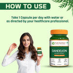 Pure Nutrition Dandelion Root Extract (200mg)- 60 Veg Capsules | 10:1 Root Extract | Supports Liver Health, Digestion & Antioxidant Activity | Natural Diuretic Support