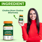 Pure Nutrition Choline Bitartrate (650mg) – 60 Veg Capsules | Supports Brain, Nerve, Liver & Heart Health | Nootropic Supplement for Cognitive Function