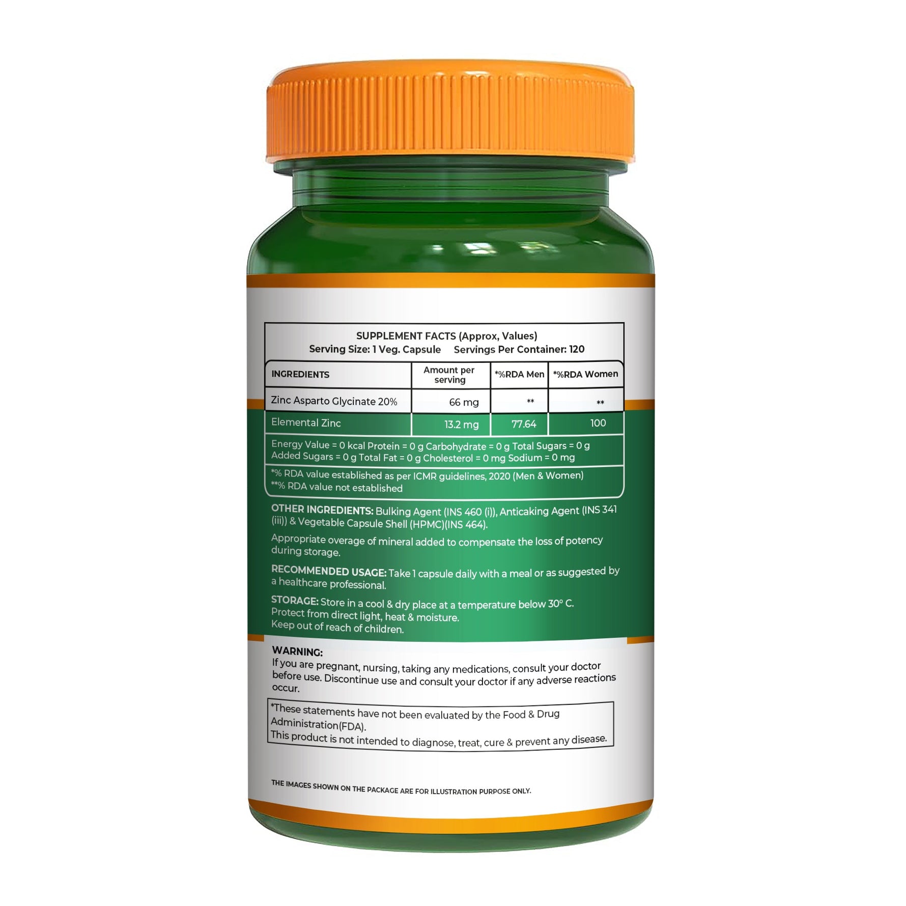 Pure Nutrition Zinc Glycinate Supplement (66 mg) | 120 Veg Capsules | 13.2 mg Elemental Zinc | Daily Zinc Supplement for Skin, Hair & General Wellness