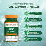 Pure Nutrition Zinc Glycinate Supplement (66 mg) | 120 Veg Capsules | 13.2 mg Elemental Zinc | Daily Zinc Supplement for Skin, Hair & General Wellness